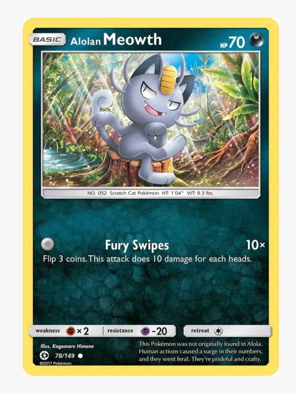 Alolan Meowth SM Base Set Pokemon Trading Card